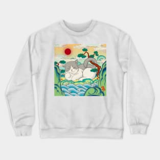 Minhwa: Happy Cat in Korean Paradise A Type Crewneck Sweatshirt